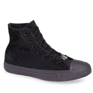 Miley Cyrus x Converse black velvet high tops